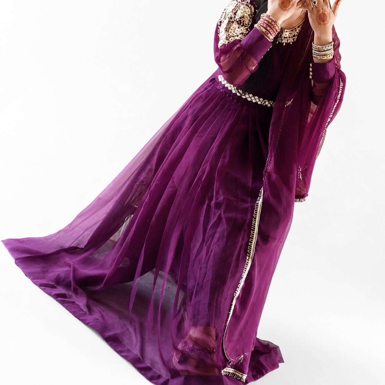 Elegant Plum Anarkali 3-piece Ethnic Frock