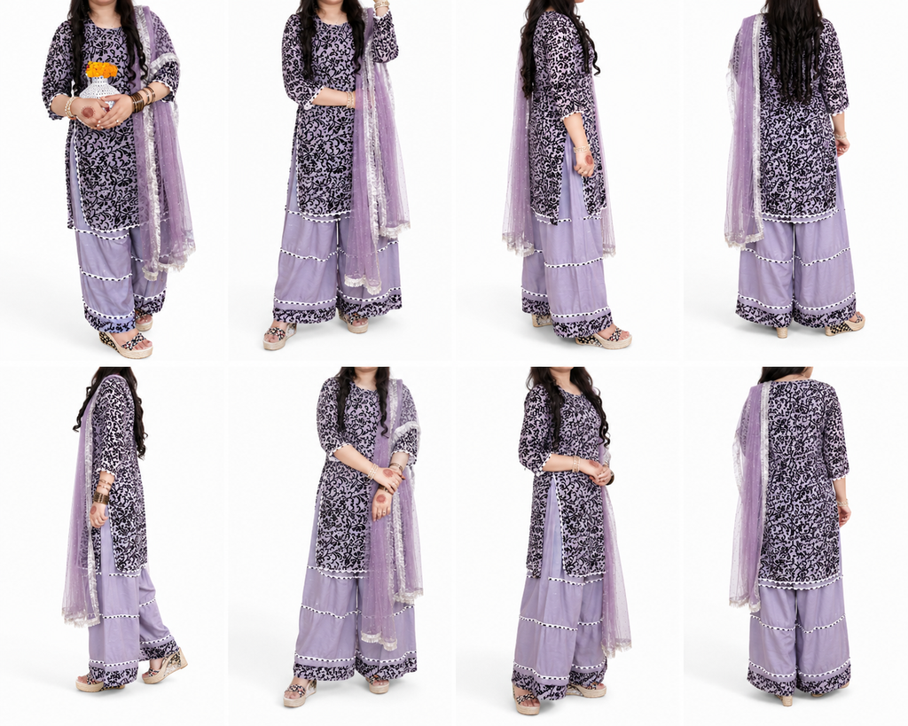 Elegant Lavender 3-Piece stitched Ethnic Wear