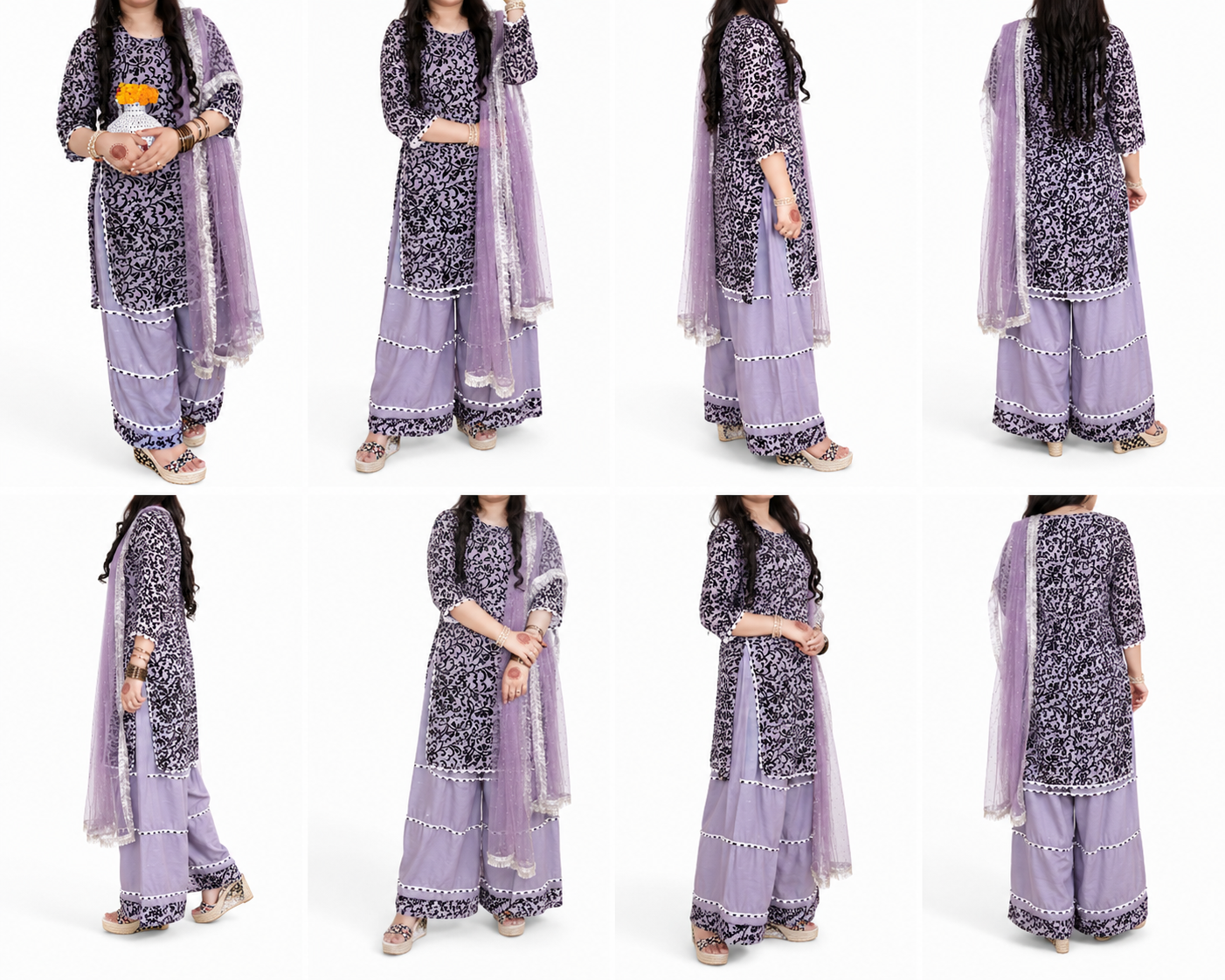Elegant Lavender 3-Piece stitched Ethnic Wear