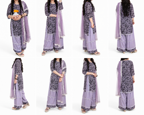 Elegant Lavender 3-Piece stitched Ethnic Wear