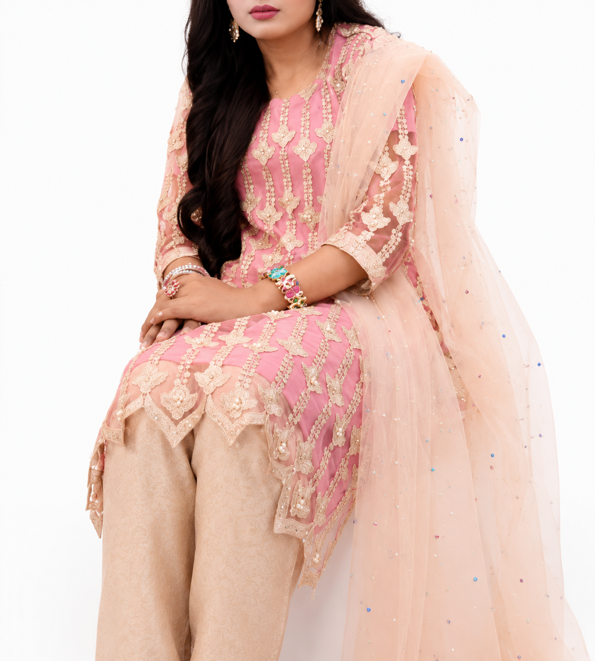 Rosy Blush Embroidered stitched 3-Piece Suit