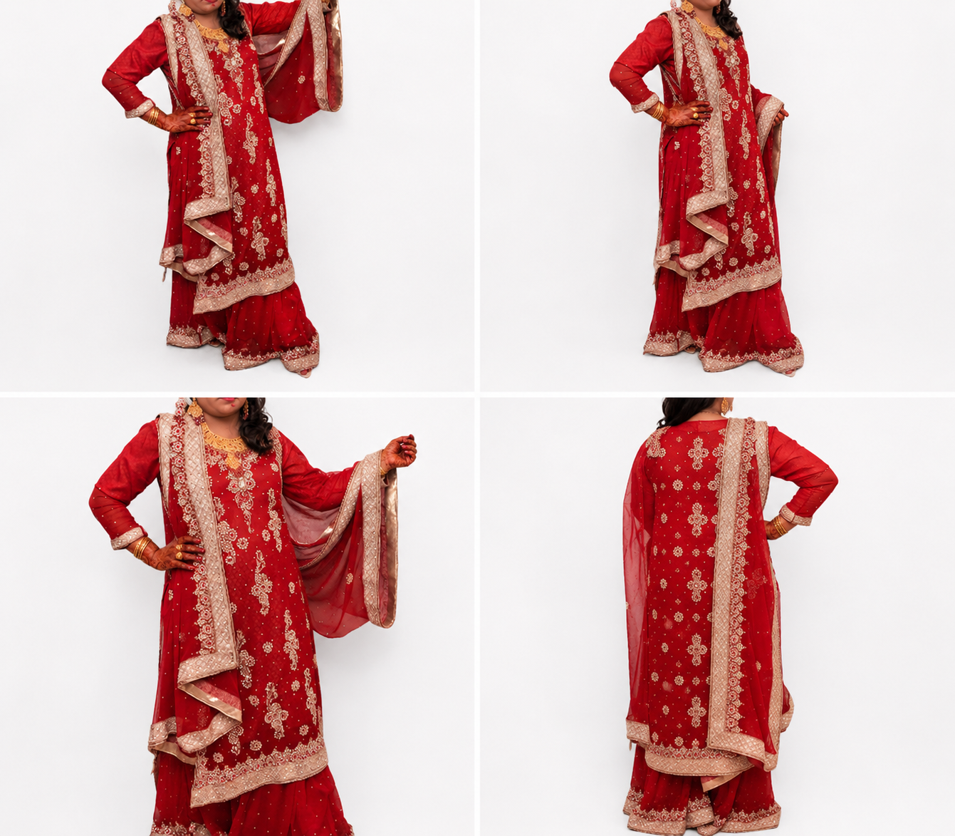Ruby Red Luxury Embroidered 3PC Bridal Dress