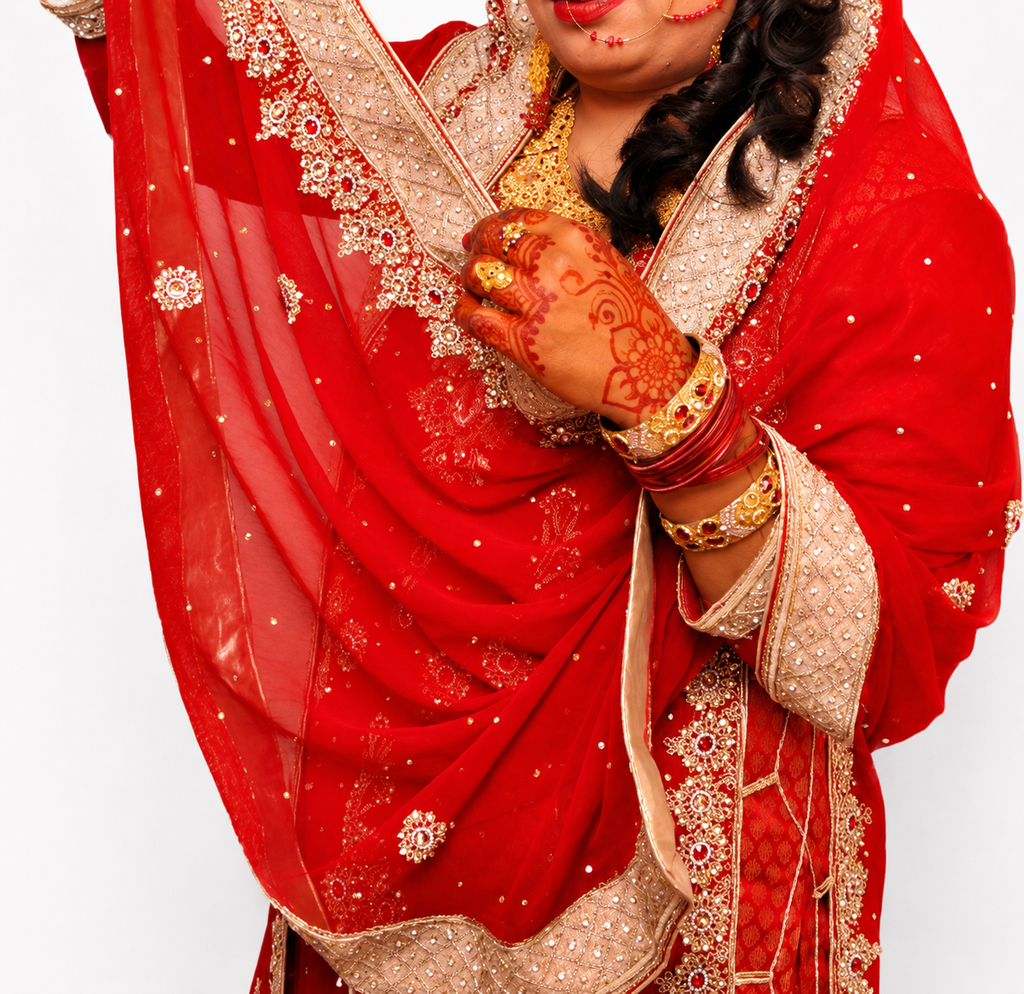 Ruby Red Luxury Embroidered 3PC Bridal Dress