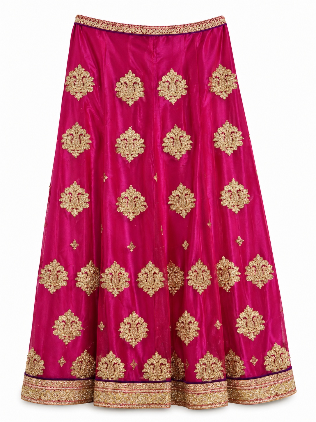 Royal Pink & Gold 4-Piece Festive Lehenga Set with Blue Dupatta