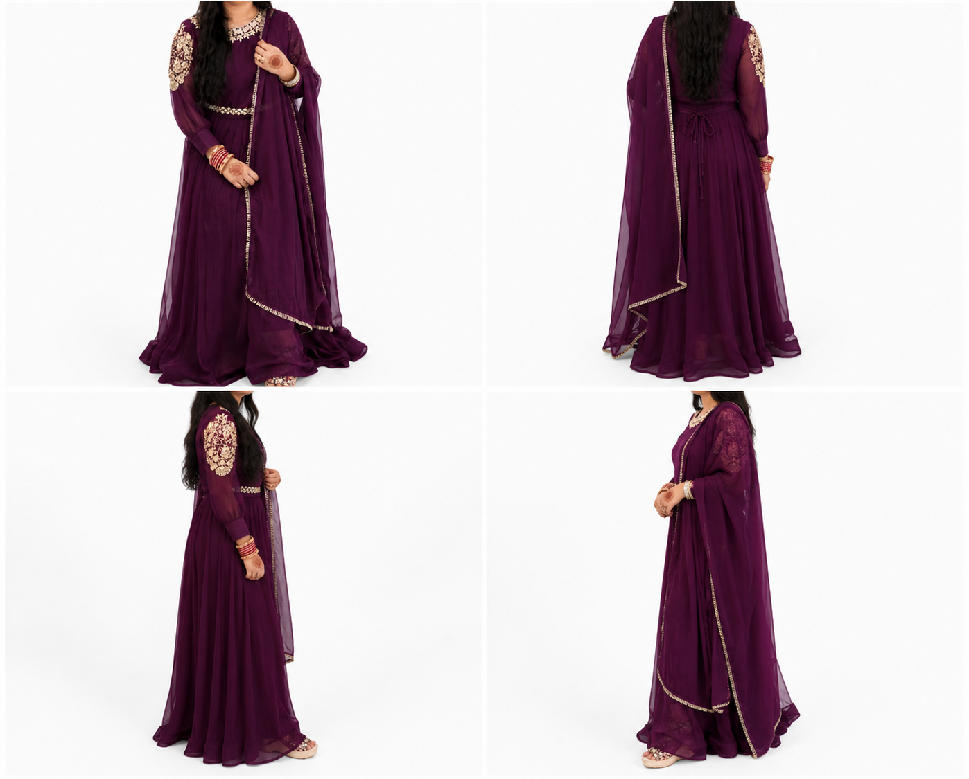 Elegant Plum Anarkali 3-piece Ethnic Frock
