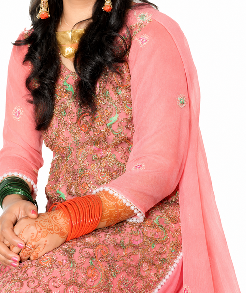 Blush Pink Heavy Gotta Punjabi Style 3PC Festive Outfit
