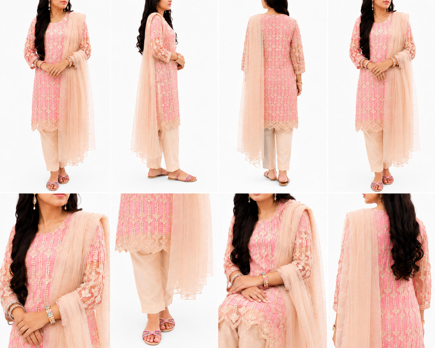 Rosy Blush Embroidered stitched 3-Piece Suit