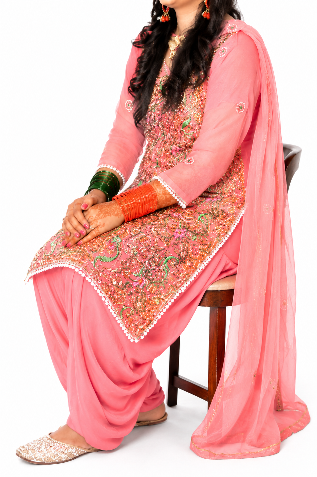 Blush Pink Heavy Gotta Punjabi Style 3PC Festive Outfit