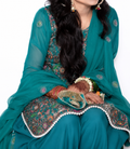 Emerald Gotta Embroidered Green Punjabi Suit – 3 Piece