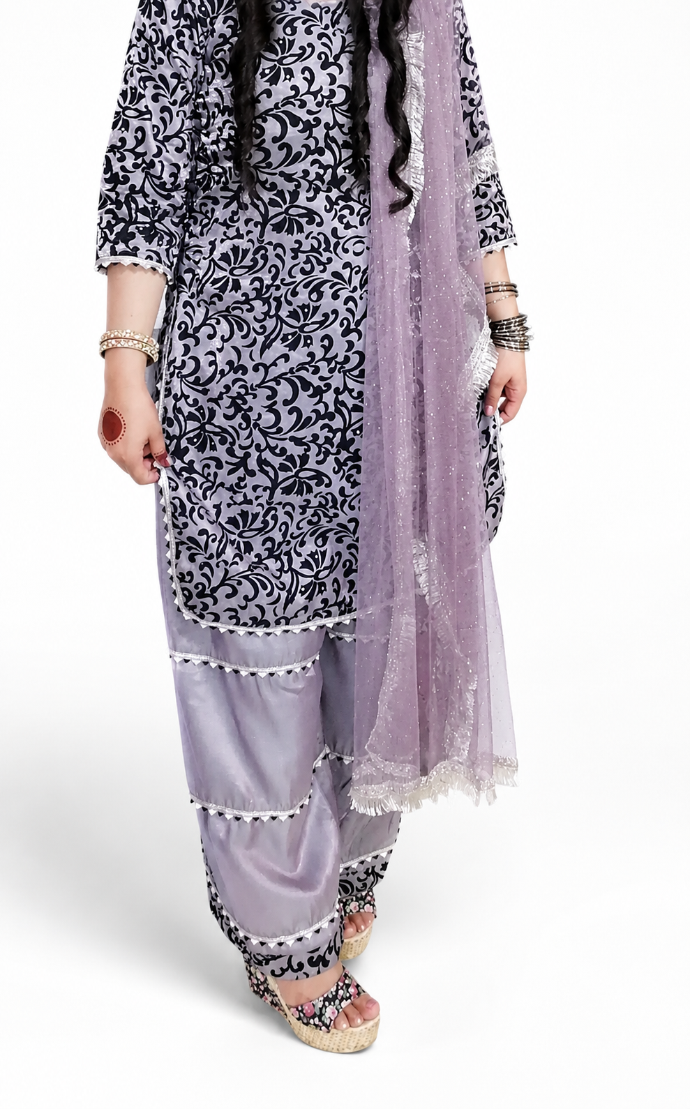 Elegant Lavender 3-Piece stitched Ethnic Wear
