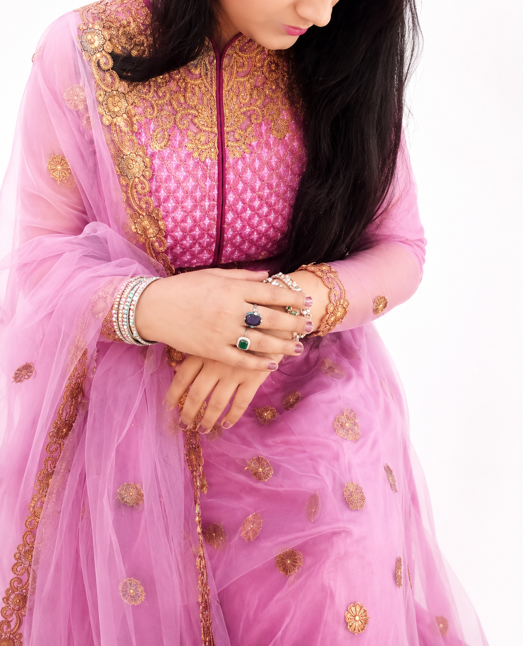 Blush Pink 3-Piece Embroidered Stitched Long Frock