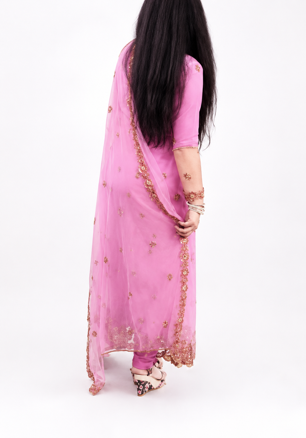 Blush Pink 3-Piece Embroidered Stitched Long Frock
