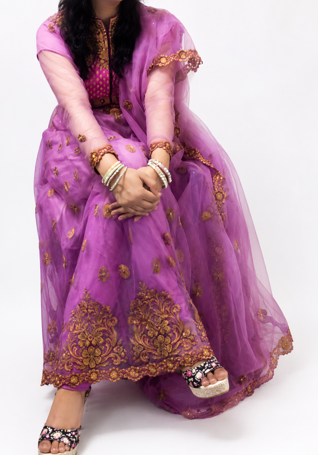Blush Pink 3-Piece Embroidered Stitched Long Frock